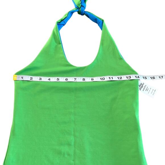 Body Wrappers Reversible Green/Blue Halter Dance Top Adult Size Medium Stretch - Picture 8 of 9